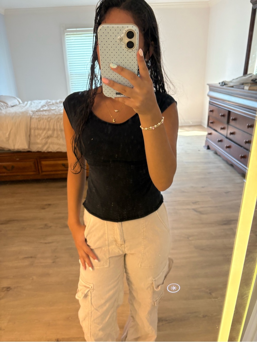 American Eagle Outfitters Wide Leg Cargo Pants in Beige